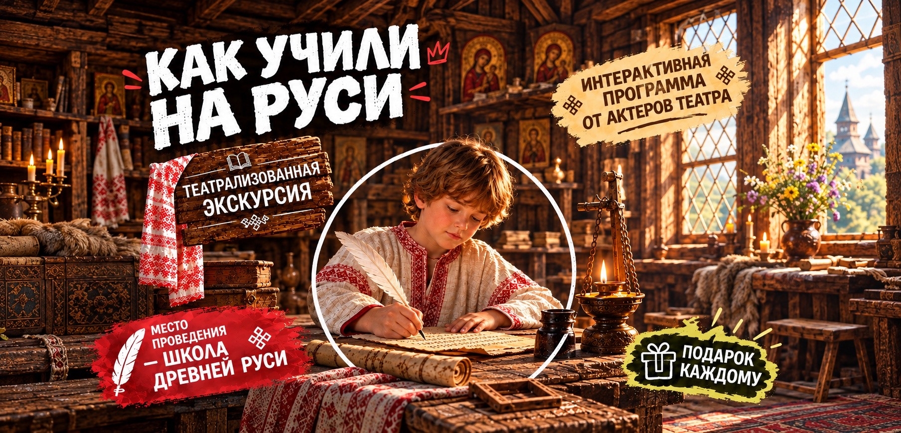 Интерактивная театрализованная экскурсия «КАК УЧИЛИ НА РУСИ»